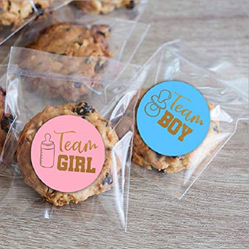 MUCHEN SHOP Pegatinas de Revelación de Género,48 Piezas Etiqueta con Letras Doradasde Team Boy and Girl para Baby Shower Revelar Género de Bebé Juegos de Fiesta Deco