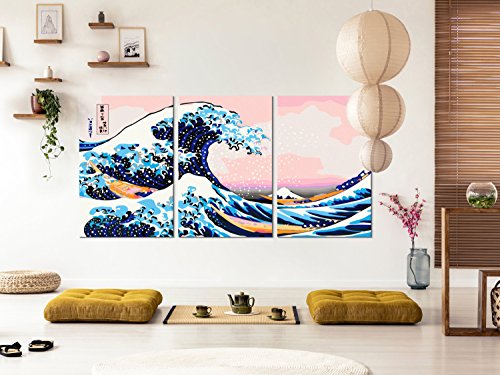 murando Pintura por Números Ola Wave Kanagawa 120x60 cm Cuadros de Colorear por Números Kit para Pintar en Lienzo con Marco DIY Bricolaje Adultos Niños Decoracion de Pared Regalos n-A-0602-d-e