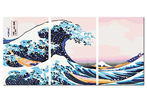 murando Pintura por Números Ola Wave Kanagawa 120x60 cm Cuadros de Colorear por Números Kit para Pintar en Lienzo con Marco DIY Bricolaje Adultos Niños Decoracion de Pared Regalos n-A-0602-d-e