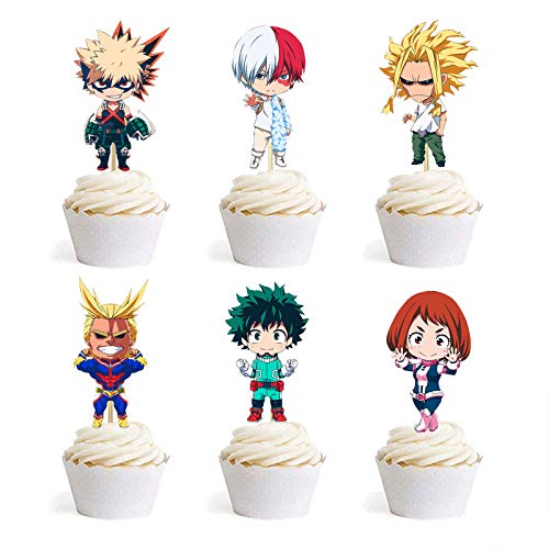 My Hero Academia suministros para fiesta de cumpleaños My Hero Academia Cake Topper Decoración de dibujos animados héroe feliz cumpleaños temática decoración para baby shower fiesta de cumpleaños