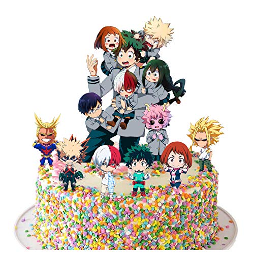 My Hero Academia suministros para fiesta de cumpleaños My Hero Academia Cake Topper Decoración de dibujos animados héroe feliz cumpleaños temática decoración para baby shower fiesta de cumpleaños