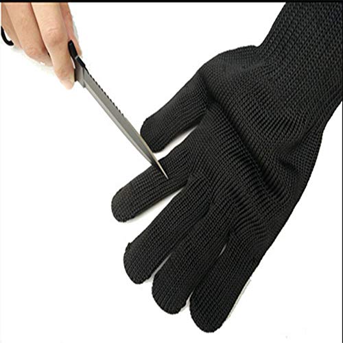 MYF Guantes a Prueba de Corte 5 Guantes de Alambre de Acero Inoxidable Guantes de Seguridad de Trabajo Guantes de Corte para Hombre a Prueba de Corte matadero de Metal Negro Corte 5 Pares