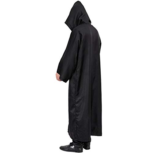 Myir JUN Capa con Capucha de Halloween para Hombre, Disfraz de Caballero para Adulto Carnaval Medieval Traje Ropa Cosplay (L, Negro)