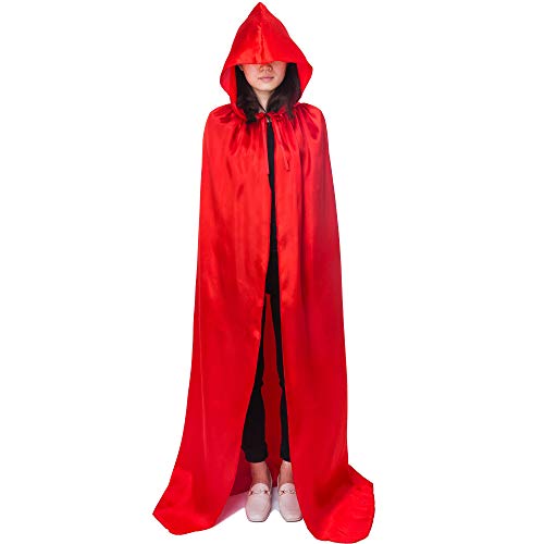 Myir Largo Capa con Capucha, Unisex Adulto Disfraz de Halloween Fiesta Disfraces Vampiro Traje (L, Rojo)