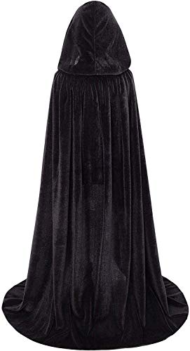 Myir Largo Capa con Capucha, Unisex Adulto Niños Disfraz de Halloween Fiesta Disfraces Vampiro Traje (L, Negro Terciopelo)