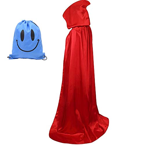 Myir Largo Capa con Capucha, Unisex Adulto Niños Disfraz de Halloween Fiesta Disfraces Vampiro Traje (XXL, Rojo)