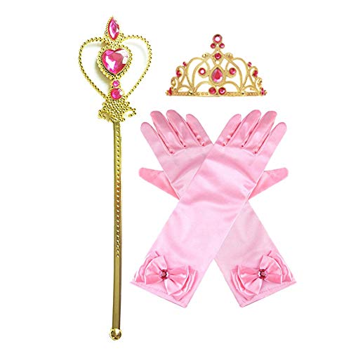 MYRISAM Vestidos de Princesa Aurora para Niñas Disfraz de Carnaval Bella Durmiente Traje de Halloween Navidad Cumpleaños Fiesta Ceremonia Aniversario Cosplay Vestir con Accesorios 7-8 años