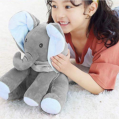 N / A Elefante Juguete Eléctrico Orejas Música Bebé Bebé Niños Animal Escondite Gato Apaciguar Muñeca Elefante Perro Conejo Peluche Gris Azulado