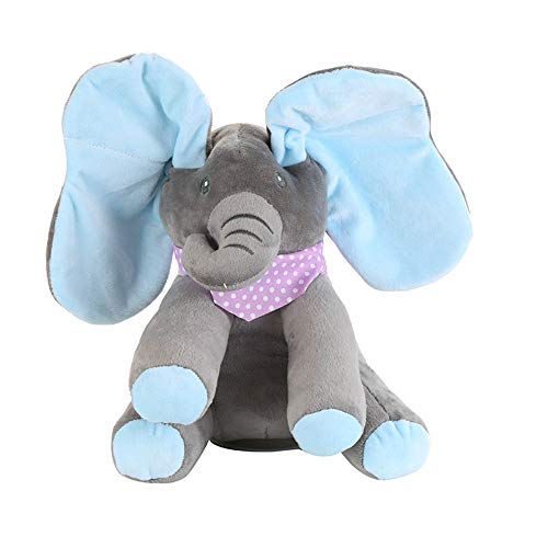 N / A Elefante Juguete Eléctrico Orejas Música Bebé Bebé Niños Animal Escondite Gato Apaciguar Muñeca Elefante Perro Conejo Peluche Gris Azulado