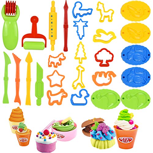 NATUCE Herramientas de Plastilina, 26 Piezas Herramientas Plastilina Playdoh para Niños, Moldes Plastilina, Juego de Herramientas de Plastilina el Plastico