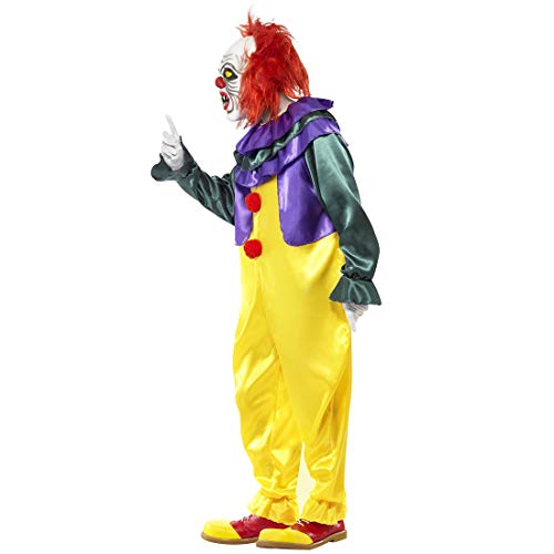 NET TOYS Disfraz de Payaso de Terror con máscara - L (ES 52/54) - Escalofriante Outfit arlequín terrorífico para Caballero - Insuperable para Halloween y Fiestas temáticas