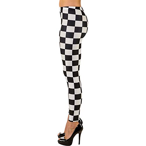 NET TOYS Seductor Leggin ajedrezado para Dama  | Negro-Blanco en Talla S/M (ES 38 - 44) | Cautivadores Pantimedias a Cuadros para Mujer Fiestas tematicas y carnavales