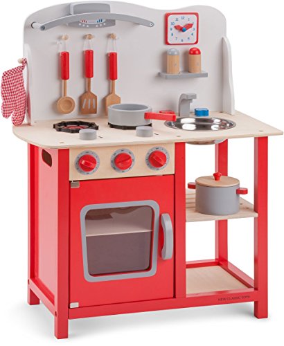 New Classic Toys Toys-11055 Kitchenette - Bon Appetit - Red, Color Rojo (Ref 1055)