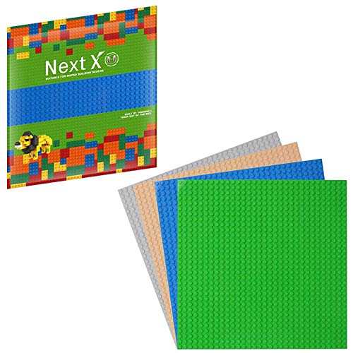 NextX 4 Piezas de Base Plancha para Classic Construir Game plastico Bases Placa 25 x 25 cm (Azul+Verde+Gris+Caqui) …