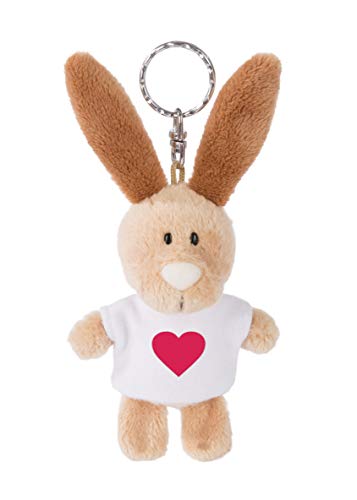 NICI 44729 - Llavero de conejo con camiseta y corazón (10 cm), color beige