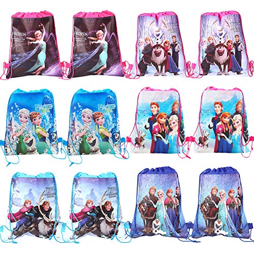 Niños Party Bolsas, 12 Piezas Niños con Cordón Mochilas Frozen Party Bolsas Bolsas con Cordón Mochila Party Party Bolsas Fiesta de Cumpleaños Navidad Regalos