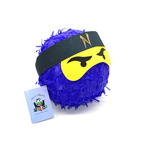 Nislai® Ninja Piñata | ideal para la fiesta de ninja | regalo de cumpleaños | piñata de cumpleaños | color a escoger: verde, negro, azul, rojo (azul)