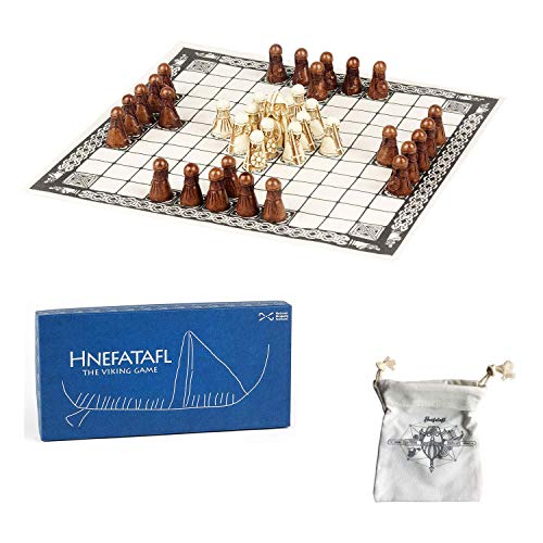 NMS Hnefatafl - El Juego de los Vikingos - Incluye una Bolsa de algodón con cordón y diseño Exclusivo para Guardar Las fichas del Juego