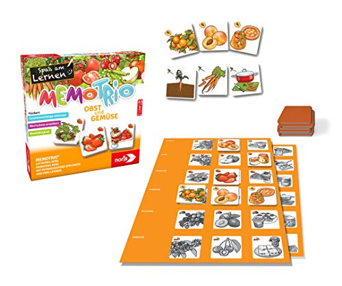 noris MemoTrio Frutas y Verduras – 3 Juegos Relacionados con la alimentación – para niños a Partir de 4 años, Multicolor (606071862)