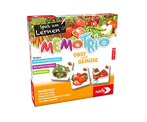 noris MemoTrio Frutas y Verduras – 3 Juegos Relacionados con la alimentación – para niños a Partir de 4 años, Multicolor (606071862)