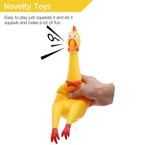 Novelty Place [Carga Extra Graznido Juguete de Pollo para Perros - Grande 40,64 centímetros - Caucho Amarillo Apretar Pollo Chillón de Pito Mascotas o Niños