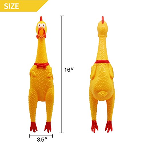 Novelty Place [Carga Extra Graznido Juguete de Pollo para Perros - Grande 40,64 centímetros - Caucho Amarillo Apretar Pollo Chillón de Pito Mascotas o Niños