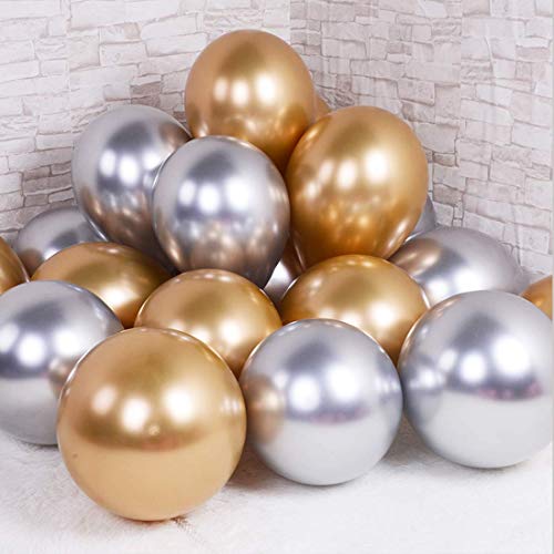 O-Kinee LAKIND Globos Metalizados 50-Pack Globos Metalicos Globo Metalizado Globos De Helio Globos De Látex para La Fiesta De Cumpleaños (Plata -50pcs)