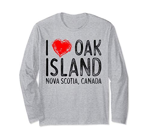 Oak Island I Love Templar Treasure Hunting Gift Manga Larga