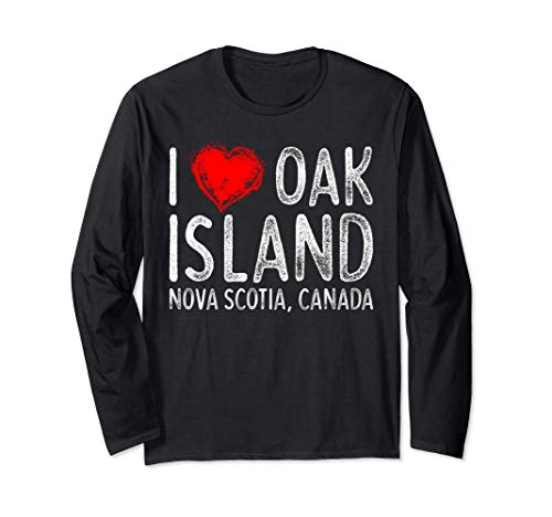 Oak Island I Love Templar Treasure Hunting Gift Manga Larga