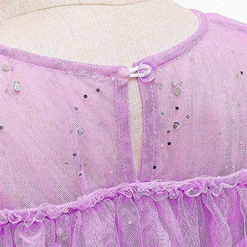 OBEEII Disfraz de Princesa Elsa Frozen 2 para Niñas Reino de Hielo Lentejuela Tul Vestido de Carnaval Fiesta Halloween Cosplay Navidad Costume Morado01 6-7 Años