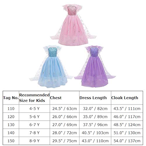 OBEEII Disfraz de Princesa Elsa Frozen 2 para Niñas Reino de Hielo Lentejuela Tul Vestido de Carnaval Fiesta Halloween Cosplay Navidad Costume Morado01 6-7 Años