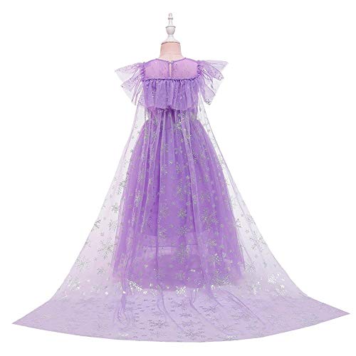 OBEEII Disfraz de Princesa Elsa Frozen 2 para Niñas Reino de Hielo Lentejuela Tul Vestido de Carnaval Fiesta Halloween Cosplay Navidad Costume Morado01 6-7 Años