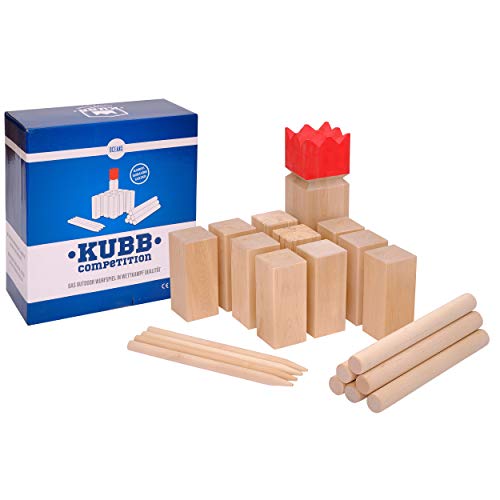 Ocean 5 Juego Kubb Original XXL, Juego Vikingo, Madera de Abedul, Juegos de Madera Sólida Premium, Juegos de Jardín para Niños y Adultos, Extragrande