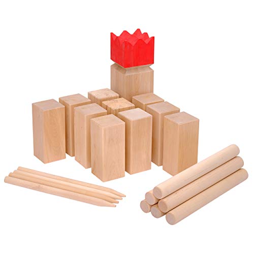 Ocean 5 Juego Kubb Original XXL, Juego Vikingo, Madera de Abedul, Juegos de Madera Sólida Premium, Juegos de Jardín para Niños y Adultos, Extragrande