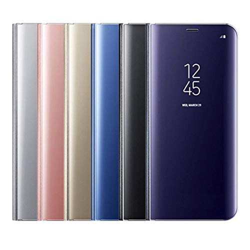 Oihxse Espejo Funda Compatible con Xiaomi Mi A3 Carcasa Ultra Slim Mirror Flip Translúcido View Tipo Libro Tapa Standing 360°Protectora PC + PU Cover Anti-Scratch Caso(Plata)