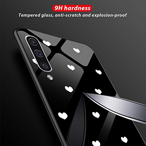 Oihxse Moda Case Compatible para Samsung Galaxy A11 Funda Vidrio Templado con Cuerda Cordón TPU Silicona Suave Bumper Cover Anti-Choques Anti-Rasguños Cáscara de Cristal Estuche,A7