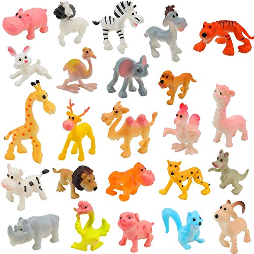 OOTSR 24Pcs Mini plástico Animales de Granja y Animales Salvajes de la Selva Juguetes Figuras para niños Aprendizaje Playset Educativo Favores de Fiesta Bolsas de llenado Regalos para niños y niñas