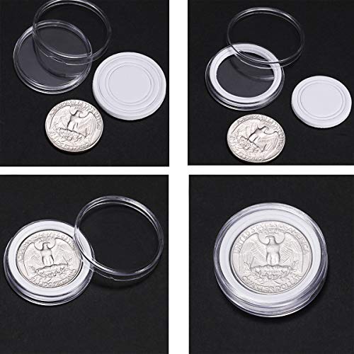 Osuter 100PCS Colección de Monedas Plastico Cápsulas de Monedas con Caja de Almacenamiento para Recolección de Monedas