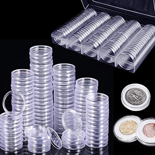 Osuter 100PCS Colección de Monedas Plastico Cápsulas de Monedas con Caja de Almacenamiento para Recolección de Monedas