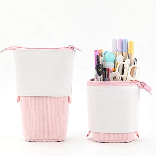 Oyachic Estuche Escolar Pequeña Stand up Pencil Case Bolsa para Lapices Standing Pen Holder Estudiante Plumier Colegio Kawaii Box Pencil Case para Estudiante (rosado)