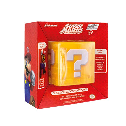 Paladone Super Question Block Maze Safe | Incluye Figura 3D Mario | Mantén tu Dinero Seguro | Producto Oficial de Nintendo, Multicolor (PP4019NN)