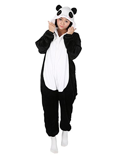 Panda Carnaval Disfraces Pijama Animales Disfraces Outfit Animales Dormir Traje Animales OneSize Sleepsuit con Capucha Adultos Unisex de Forro Polar Mono Disfraz (S, Panda-1)