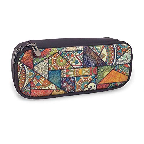 Patchwork Vintage bohemio Boho PU cuero lápiz lápiz bolsa estuche estuche escolar oficina colegio estudiante monedero bolsa de cosméticos