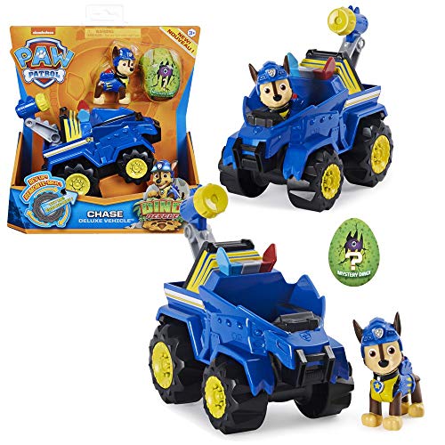 PAW PATROL Dino Rescue Vehículos | con Rev-Up, Dino Figura y Personajes, Figura:Chase