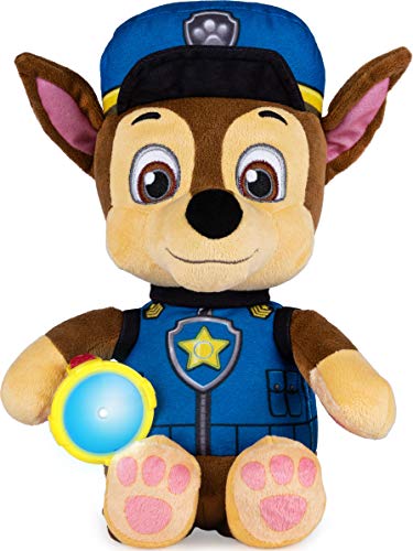 PAW Patrol Snuggle Up Chase - Peluche con Linterna y Sonidos, para niños a Partir de 3 años