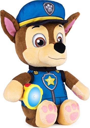 PAW Patrol Snuggle Up Chase - Peluche con Linterna y Sonidos, para niños a Partir de 3 años