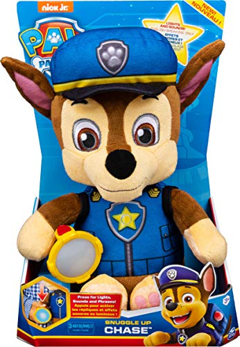 PAW Patrol Snuggle Up Chase - Peluche con Linterna y Sonidos, para niños a Partir de 3 años