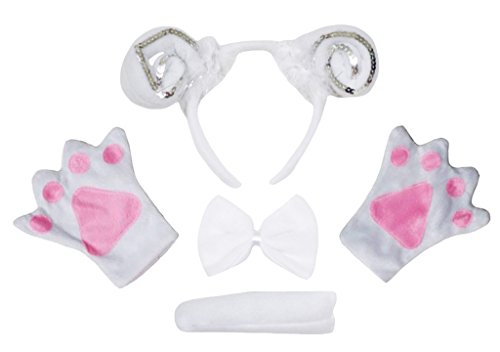 Petitebelle Ovejas diadema Bowtie Guantes de cola niños Disfraz de 4 piezas Un tamaño Blanco