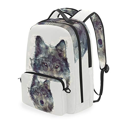 Pintar Lobo Imprimir Arte Mochila Escolar Impermeable Mochilas Escolares Bolso con Mensajero para Estudiante Niñas Niños