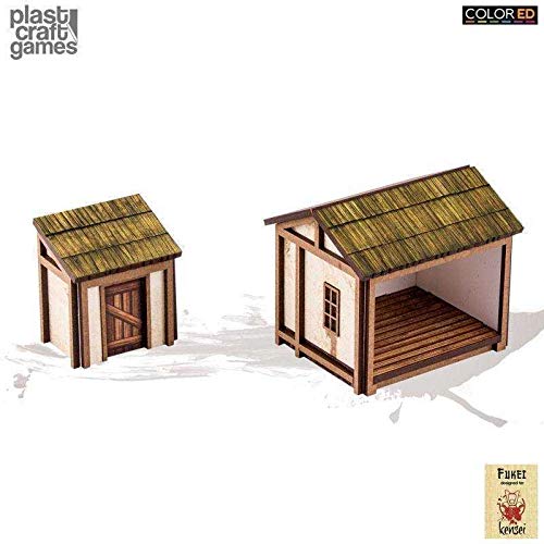 Plast Craft Games Kensei ColorED Miniature Gaming Model Kit 28 mm Shed & Latrine